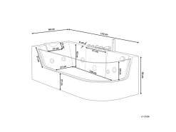 Vasca idromassaggio angolare con LED ACUARIO Lato destro 170 x 80 cm Bianco