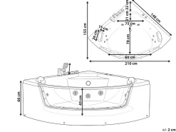 Vasca idromassaggio angolare con LED TAMULA 148 x 66 cm Bianco