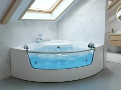 Vasca idromassaggio angolare con LED TAMULA 148 x 66 cm Bianco