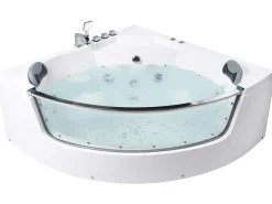 Vasca idromassaggio angolare con LED TAMULA 148 x 66 cm Bianco