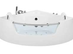 Vasca idromassaggio angolare con LED MANGLE 201 x 150 cm Bianco