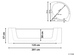 Vasca idromassaggio angolare con LED MANGLE 201 x 150 cm Bianco