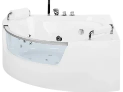Vasca idromassaggio angolare con LED MANGLE 201 x 150 cm Bianco