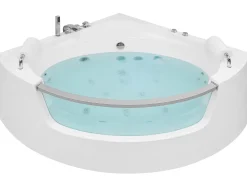 Vasca idromassaggio angolare con LED MANGLE 201 x 150 cm Bianco