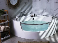 Vasca idromassaggio angolare con LED MANGLE 201 x 150 cm Bianco