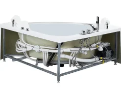 Vasca idromassaggio angolare con LED MANGLE 201 x 150 cm Bianco