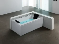 Vasca idromassaggio angolare con LED VARADERO Lato Sinistro 183 x 90 cm Bianco