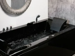 Vasca idromassaggio angolare con LED VARADERO Lato Sinistro 183 x 90 cm Nero