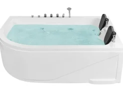 Vasca idromassaggio angolare con LED CALAMA Lato Sinistro 180 x 120 cm Bianco