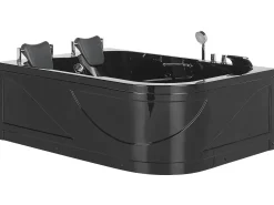 Vasca idromassaggio angolare con LED BAYAMO Lato destro 170 x 120 cm Nero