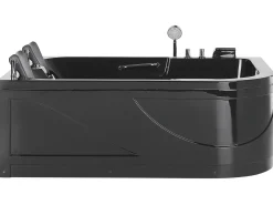 Vasca idromassaggio angolare con LED BAYAMO Lato destro 170 x 120 cm Nero