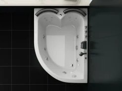 Vasca idromassaggio angolare con LED PARADISO Lato destro 158 x 113 cm Bianco
