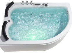 Vasca idromassaggio angolare con LED PARADISO Lato destro 158 x 113 cm Bianco