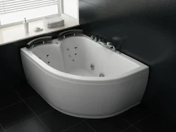 Vasca idromassaggio angolare con LED PARADISO Lato destro 158 x 113 cm Bianco