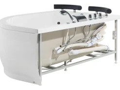 Vasca idromassaggio angolare con LED PARADISO Lato destro 158 x 113 cm Bianco
