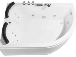 Vasca idromassaggio angolare con LED PARADISO Lato destro 158 x 113 cm Bianco