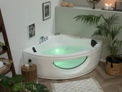 Vasca idromassaggio angolare con LED TOCOA 205 x 146 cm Bianco
