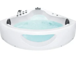 Vasca idromassaggio angolare con LED TOCOA 205 x 146 cm Bianco