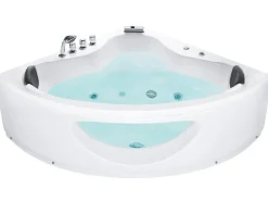Vasca idromassaggio angolare con LED TOCOA 205 x 146 cm Bianco