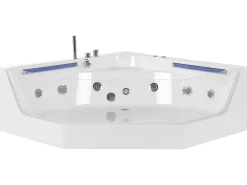 Vasca idromassaggio angolare con LED CACERES 211 x 150 cm Bianco