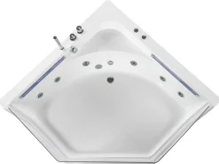 Vasca idromassaggio angolare con LED CACERES 211 x 150 cm Bianco