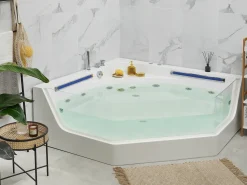 Vasca idromassaggio angolare con LED CACERES 211 x 150 cm Bianco