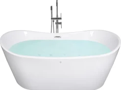 Vasca idromassaggio freestanding con LED ANTIGUA 168 x 80 cm Bianco