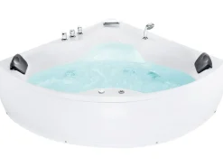 Vasca idromassaggio angolare con LED SENADO 205 x 150 cm Bianco