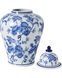 Vaso con coperchio ALFARO Porcellana 46 cm Bianco/Blu