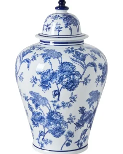 Vaso con coperchio ALFARO Porcellana 46 cm Bianco/Blu