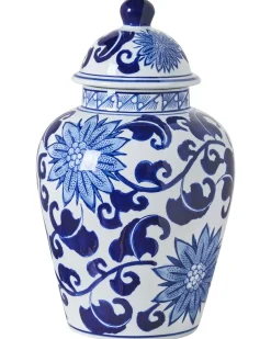 Vaso con coperchio CUENCA Porcellana 36 cm Bianco/Blu
