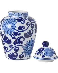 Vaso con coperchio CUENCA Porcellana 36 cm Bianco/Blu