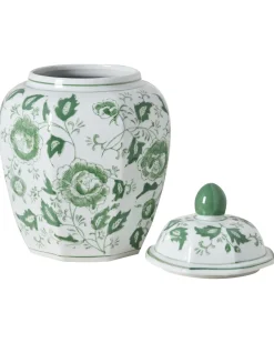 Vaso con coperchio FERROL Porcellana 29 cm Bianco/Verde