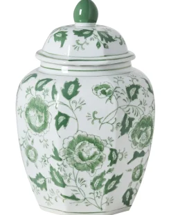 Vaso con coperchio FERROL Porcellana 29 cm Bianco/Verde