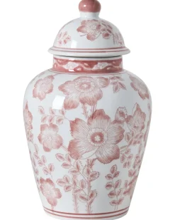 Vaso con coperchio MOGUER Porcellana 36 cm Rosso/Bianco