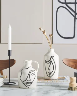 Vaso da fiori AENUS Gres porcellanato 22 cm Bianco