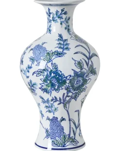 Vaso da fiori BERGA Porcellana 36 cm Bianco/Blu