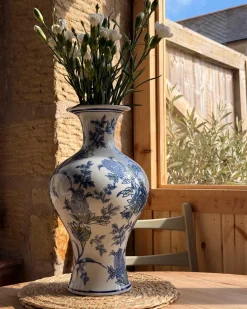 Vaso da fiori BERGA Porcellana 36 cm Bianco/Blu