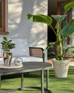Vaso per piante MAIZE 43 cm Beige chiaro