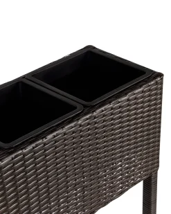 Vaso per piante rialzato CARAGANA Rattan sintetico (PE) 77 cm Marrone scuro