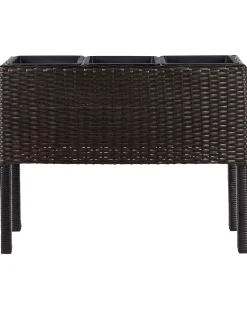 Vaso per piante rialzato CARAGANA Rattan sintetico (PE) 77 cm Marrone scuro