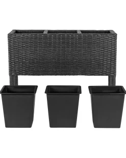 Vaso per piante rialzato CARAGANA Rattan sintetico (PE) 77 cm Nero