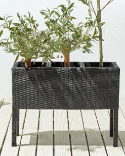 Vaso per piante rialzato CARAGANA Rattan sintetico (PE) 77 cm Nero