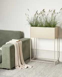 Vaso per piante rialzato TAPIEN Metallo 70 cm Beige