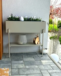 Vaso per piante rialzato VINCA Metallo 70 cm Beige