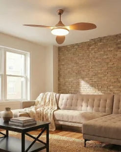 Ventilatore a soffitto con luce MUDDY con telecomando Marrone chiaro