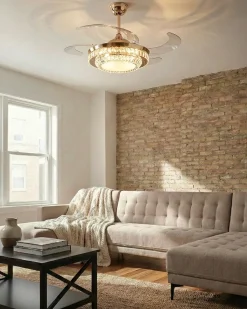 Ventilatore a soffitto con luce ASHLEY con telecomando Oro