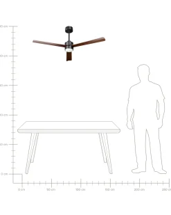 Ventilatore a soffitto con luce JEREMY con telecomando LED Marrone