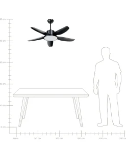 Ventilatore a soffitto con luce LOUVET con telecomando LED Nero