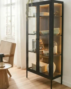 Vetrina con illuminazione a LED HARTY Metallo 80 cm Nero